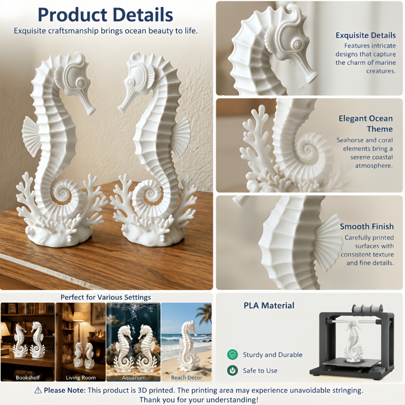 2Pcs Seahorses Coral Figurines - Marine Aquarium Kit recension och pris