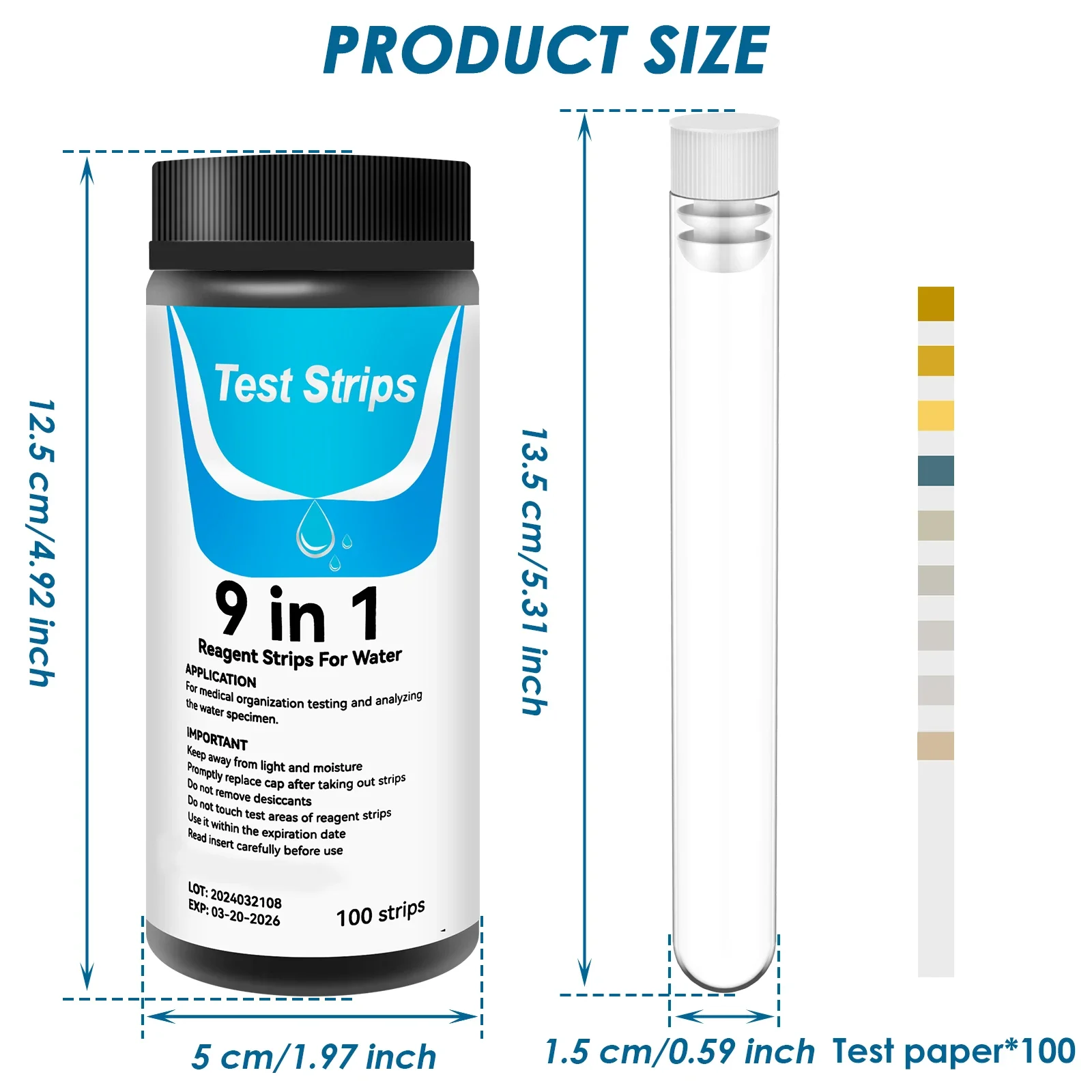 100 Pcs 9-IN-1 Aquarium Test F - Marine Aquarium Water Test Kit recension och pris