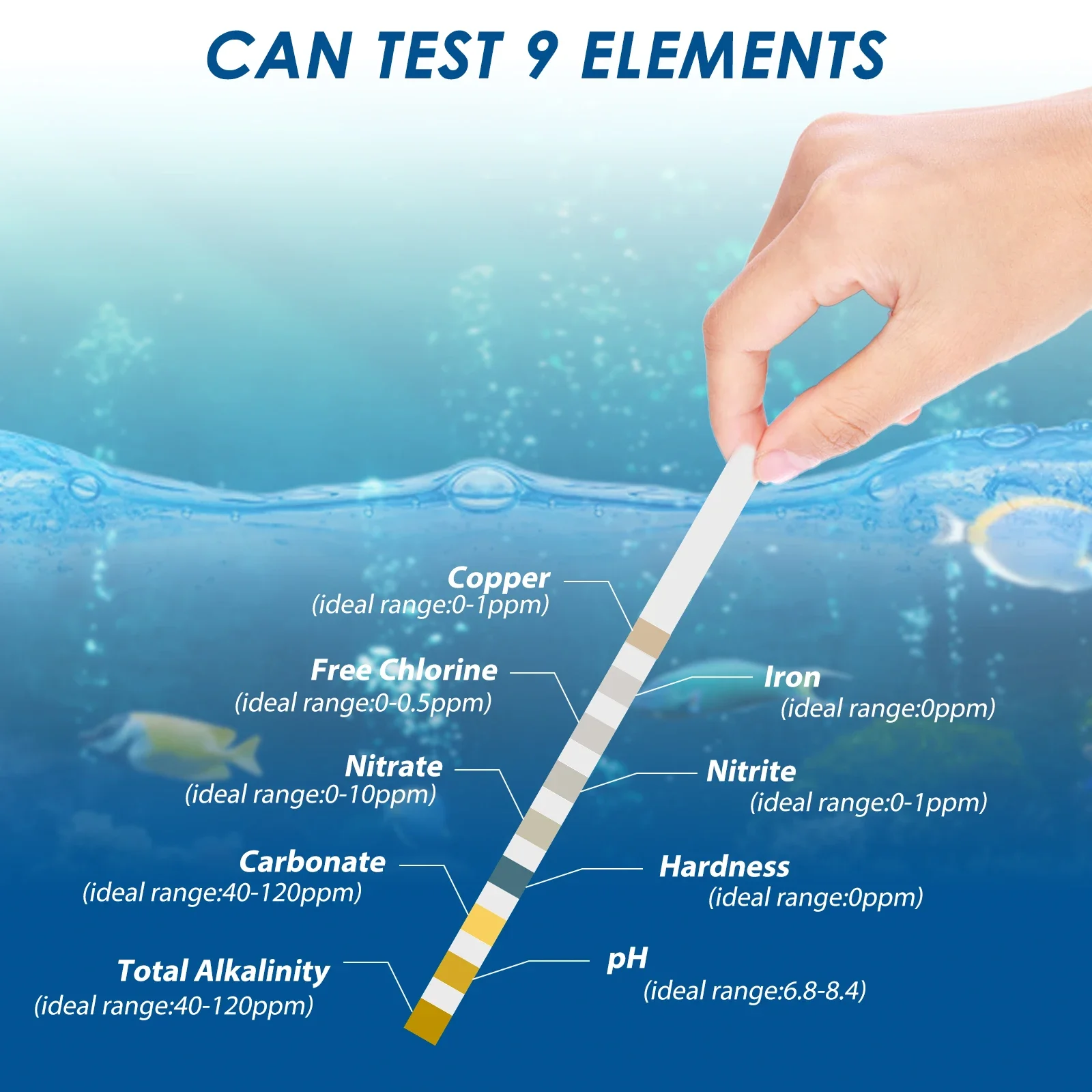 100 Pcs 9-IN-1 Aquarium Test F - Marine Aquarium Water Test Kit recension och pris