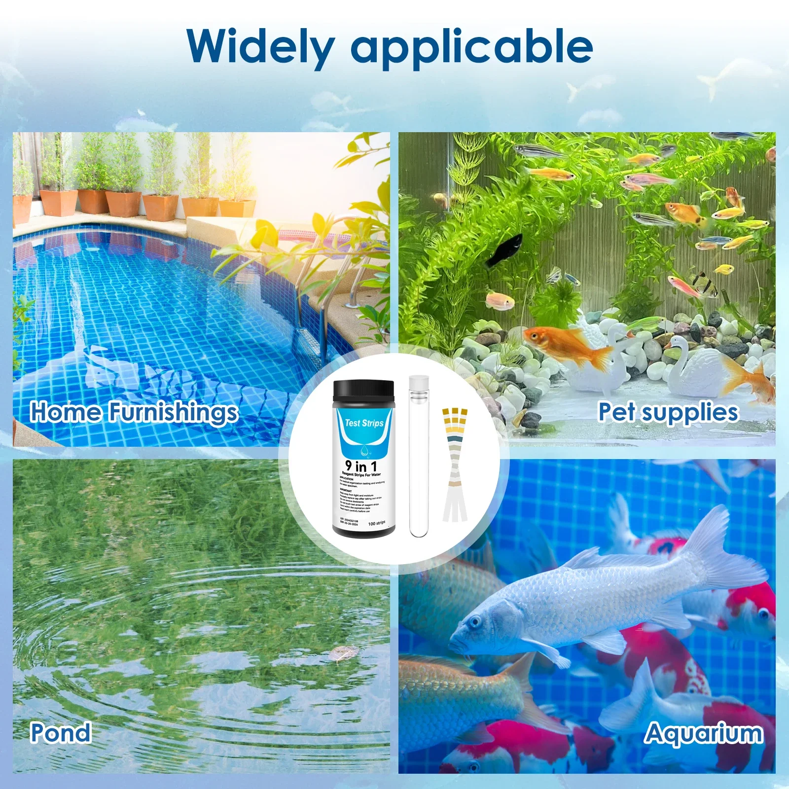 100 Pcs 9-IN-1 Aquarium Test F - Marine Aquarium Water Test Kit recension och pris