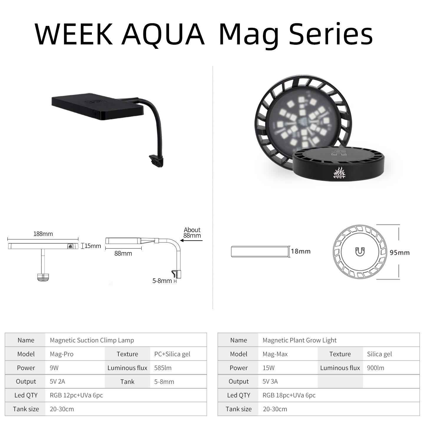 WEEK AQUA Mag Pro Mag Max Nano - Marine Aquarium Led Lights recension och pris