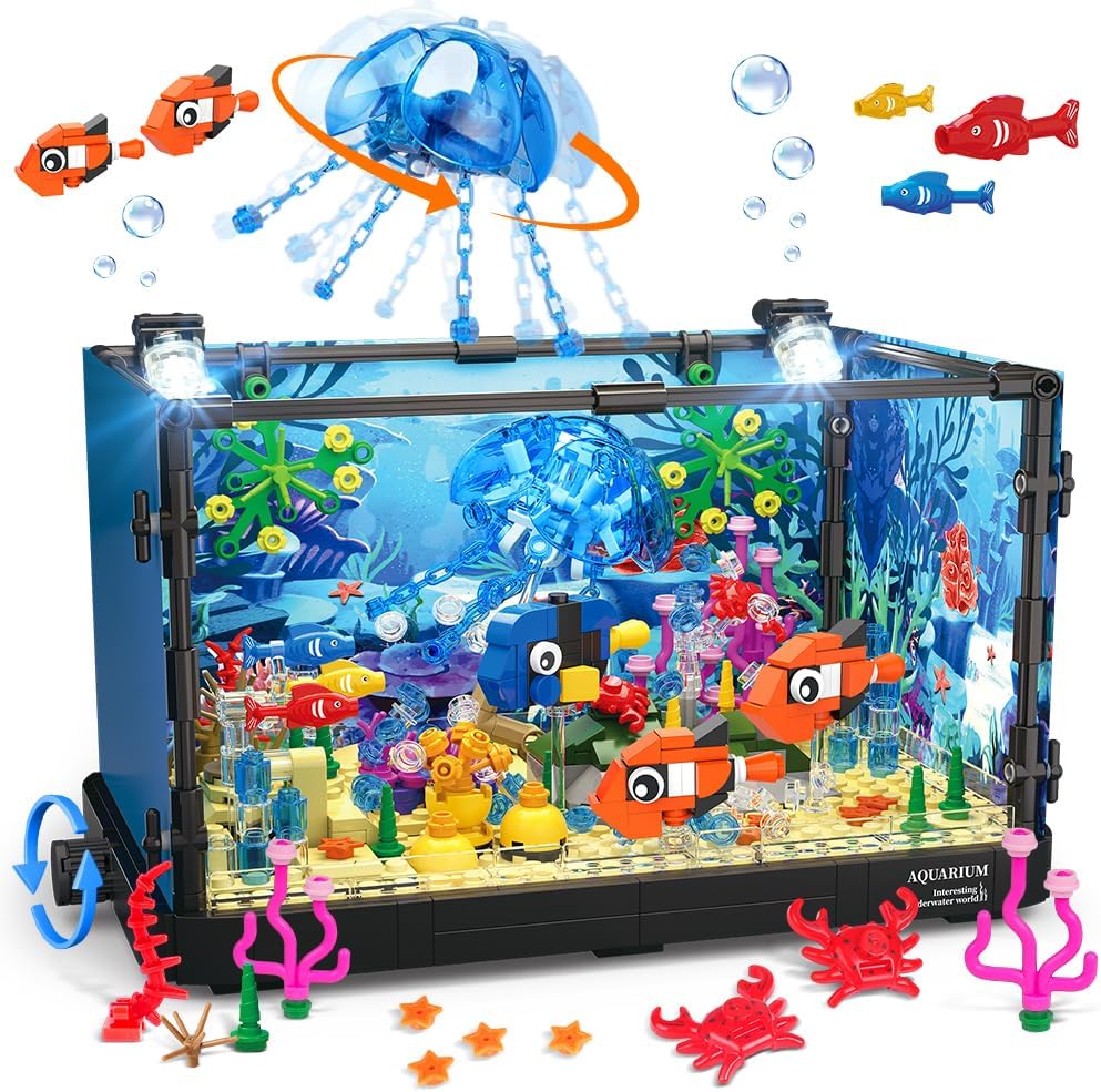 Fish Tank Block Set with Light - Marine Aquarium Cube recension och pris