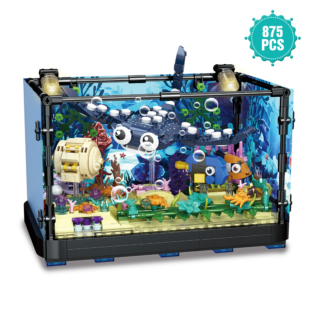 Fish Tank Block Set with Light - Marine Aquarium Cube recension och pris