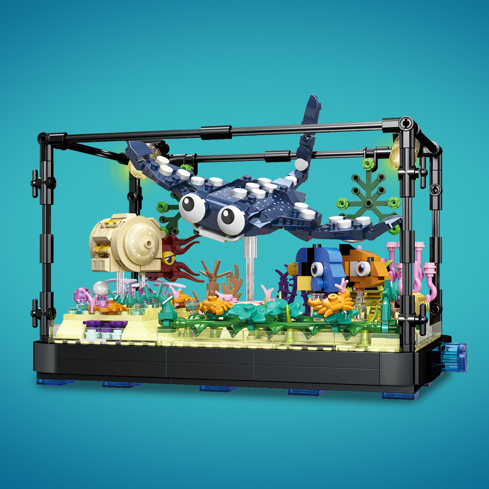 Fish Tank Block Set with Light - Marine Aquarium Cube recension och pris