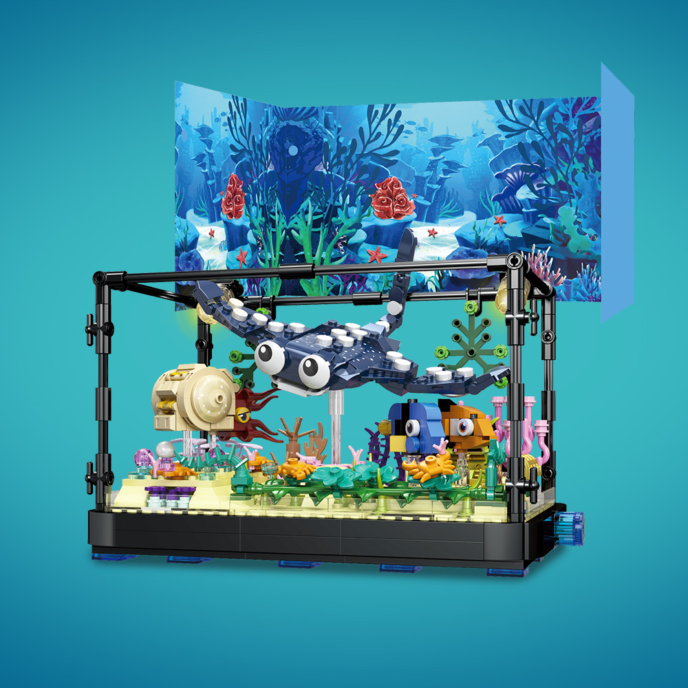 Fish Tank Block Set with Light - Marine Aquarium Cube recension och pris