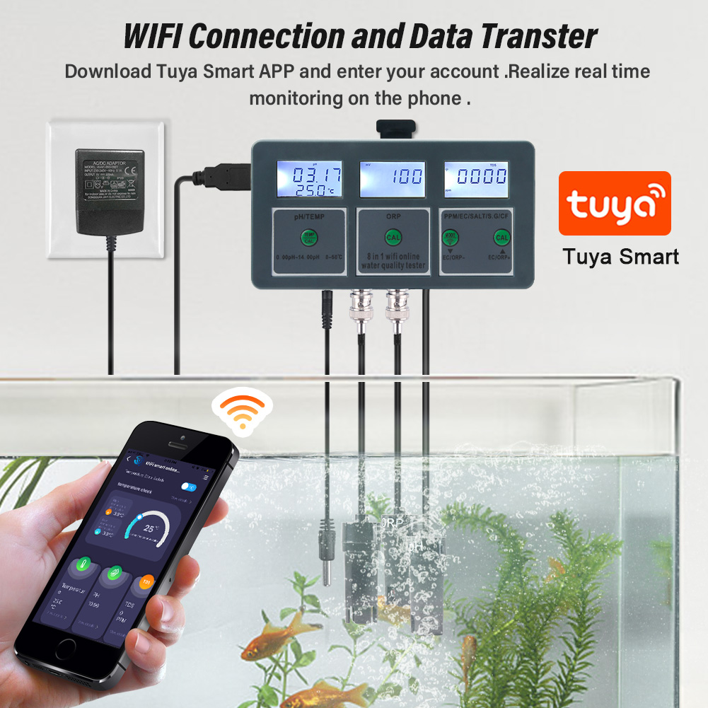 Yieryi WiFi Tuya Smart 8 In 1  - Marine Aquarium Par Meter recension och pris